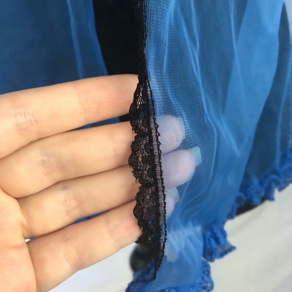 Vintage Ruffled Blue & Black Babydoll Lingerie - Picture 15 of 17